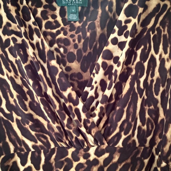 Lauren Ralph Lauren Animal print Stretch Ruching Flattering Cocktail Dress Sz.14 - Picture 4 of 9